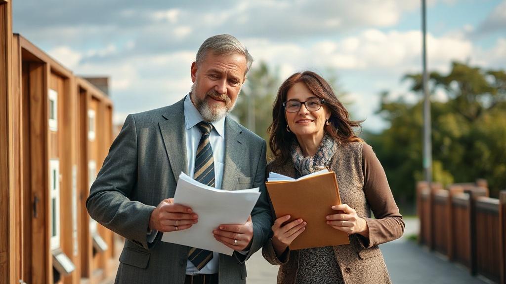 a man and a woman with documentsфото